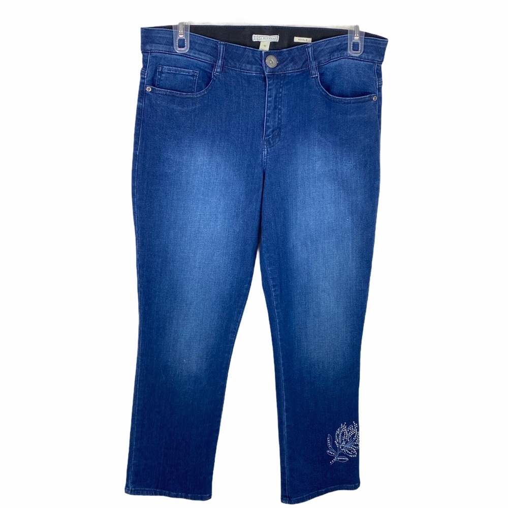 Dana Buchman Ankle length, beaded applique jeans